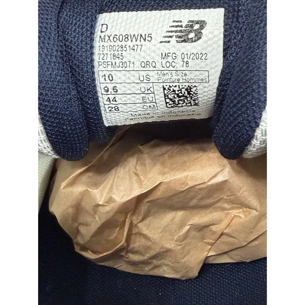New Balance 608v5 Men’s Sneakers – White/Navy – Size 10 – New with Imperfections